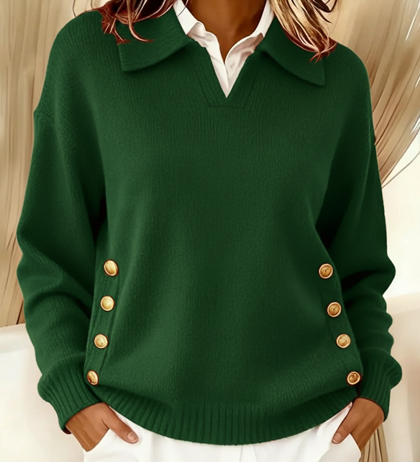 Vicenta | Pullover mit Polo-Kragen und Knöpfen