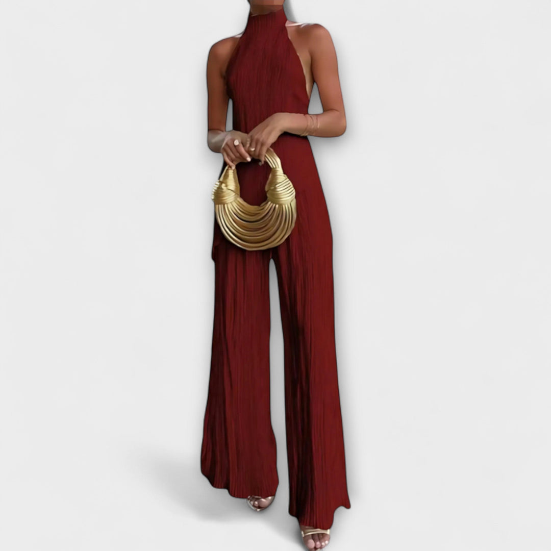 Pilarica - Ensemble asymétrique plissé couleur crème
