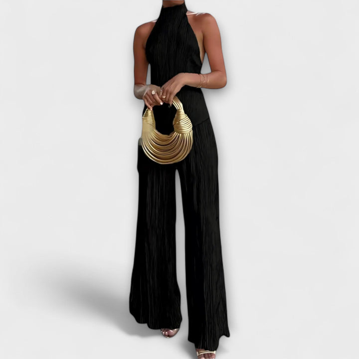 Pilarica - Ensemble asymétrique plissé couleur crème