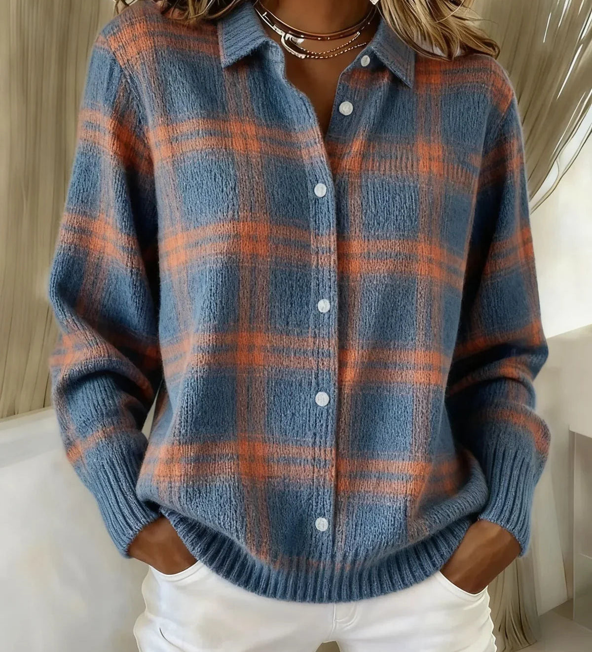 Candela | Karierte Strickjacke