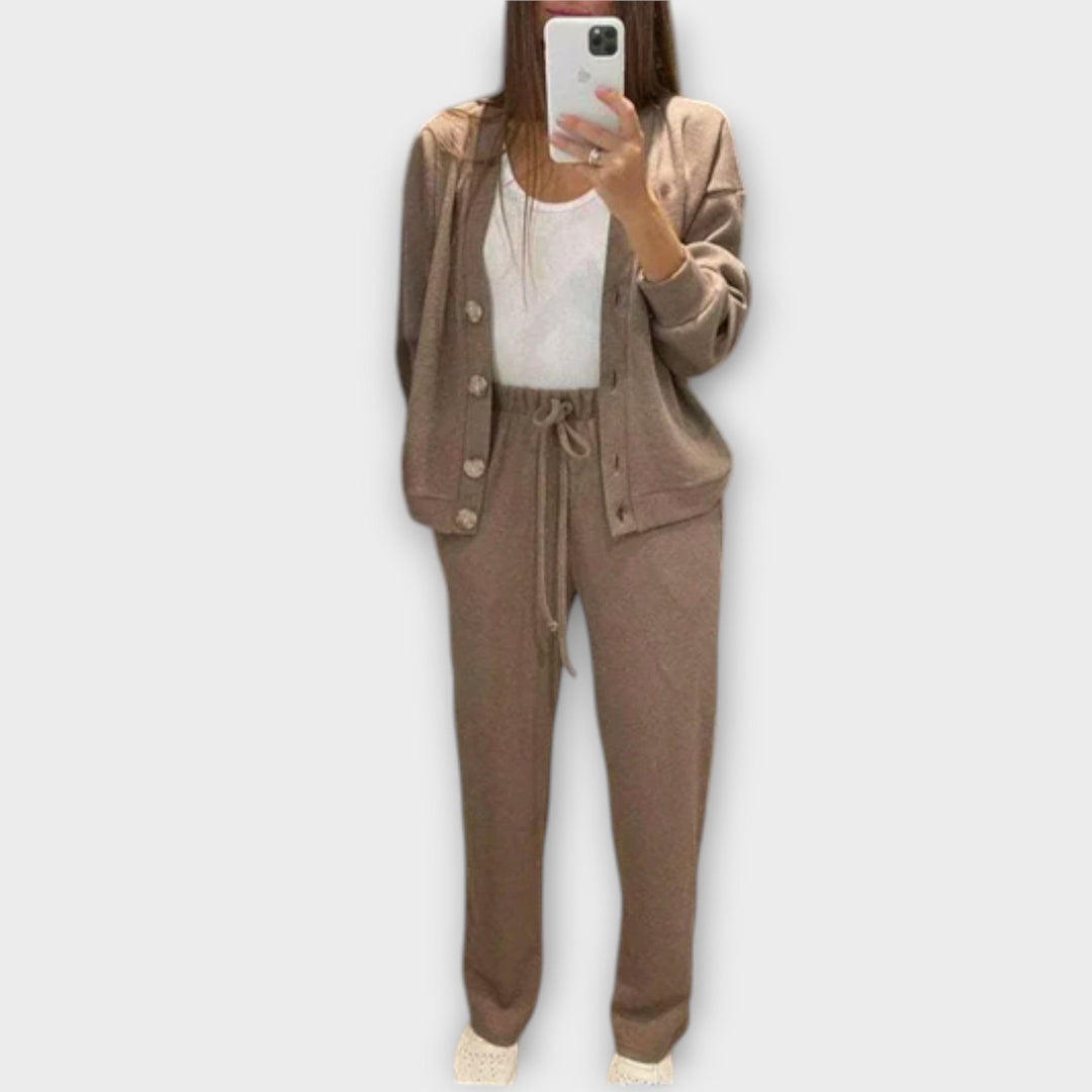 Chantal - Set nero con cardigan e pantaloni