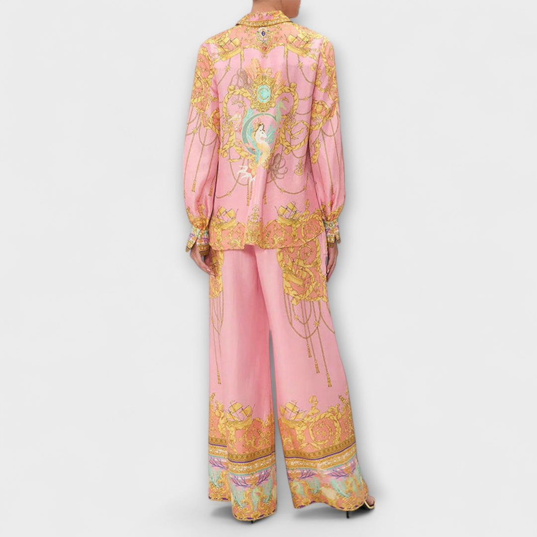 Sage - Ensemble violet et jaune à motif