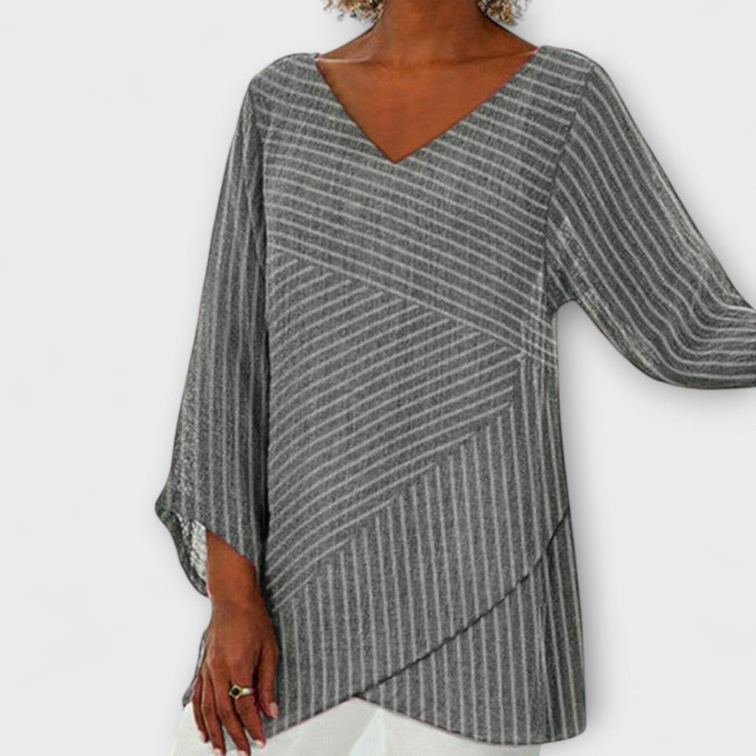 Penelope - Top drappeggiato a righe nero
