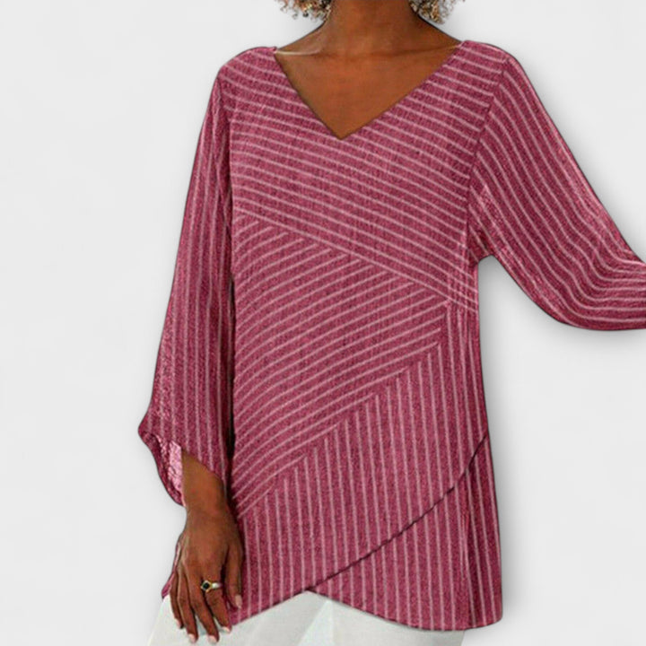 Penelope - Top drappeggiato a righe nero