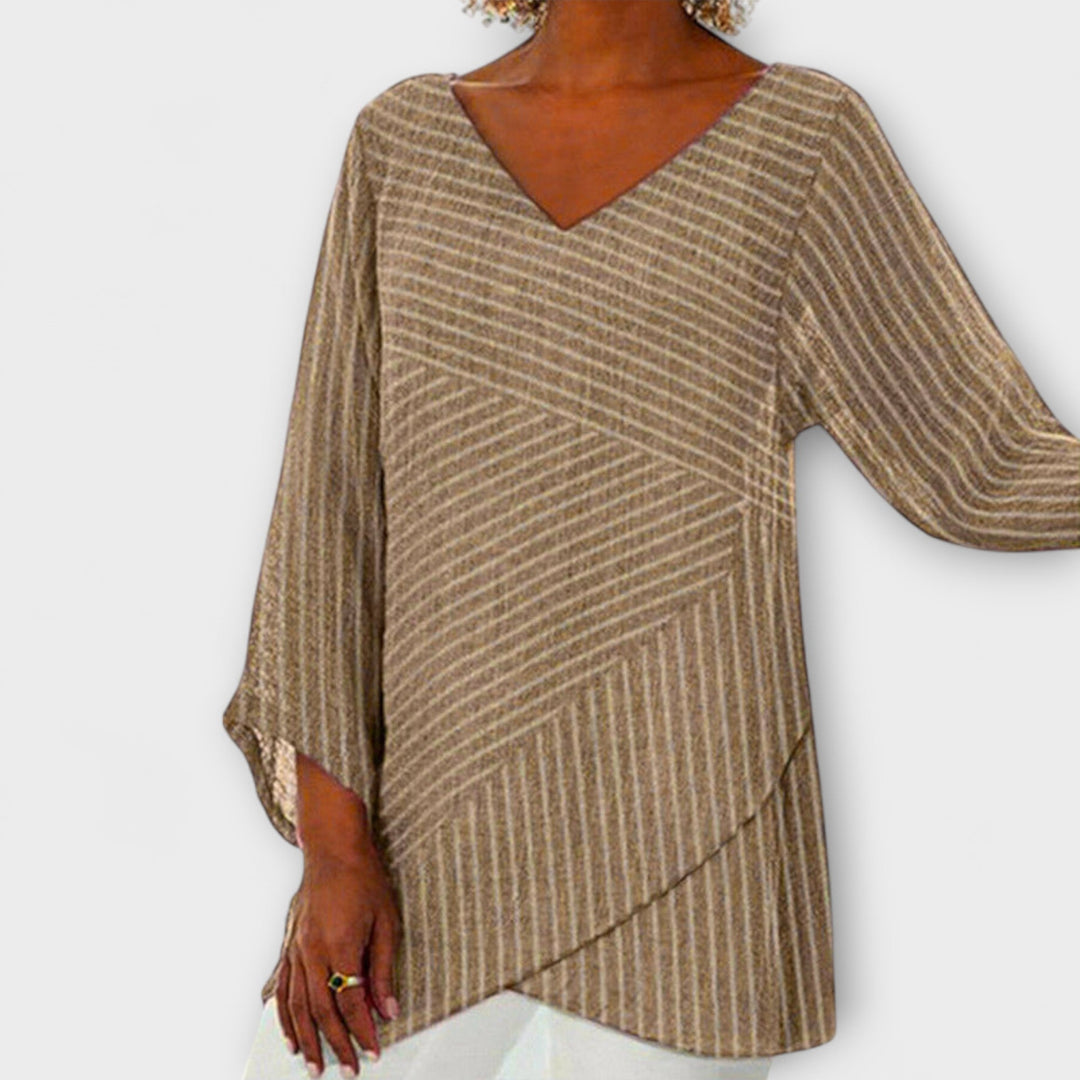 Penelope - Top drappeggiato a righe nero