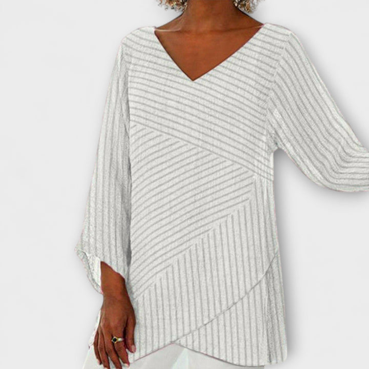Penelope - Top drappeggiato a righe nero