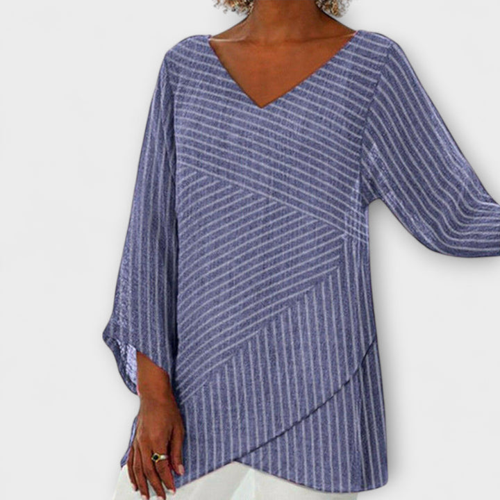 Penelope - Top drappeggiato a righe nero