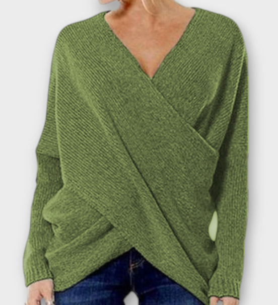 Heidi - Maglione verde a incrocio con scollo a V