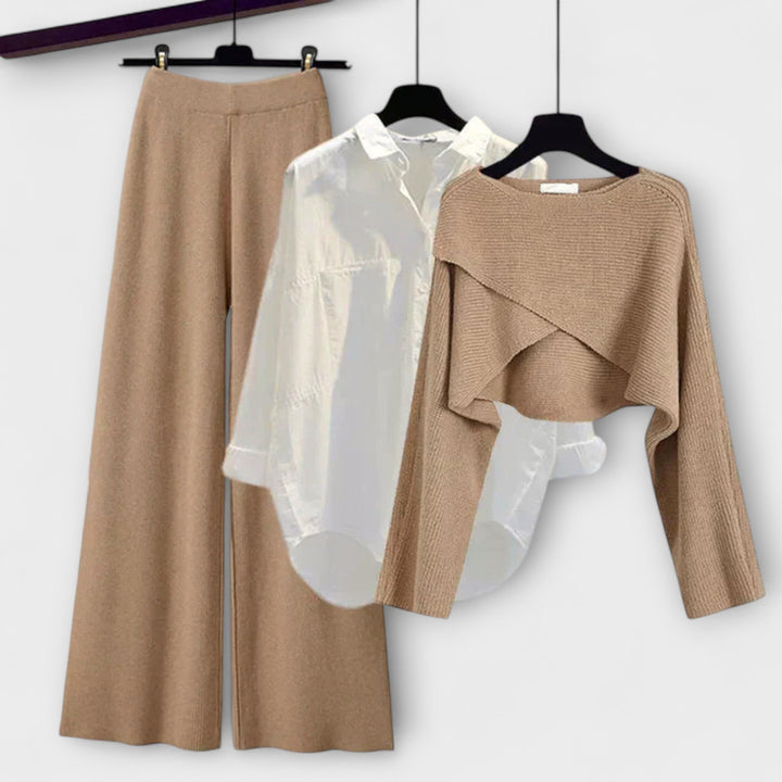 Tanja - Set grigio comodo a 3 pezzi a maniche lunghe