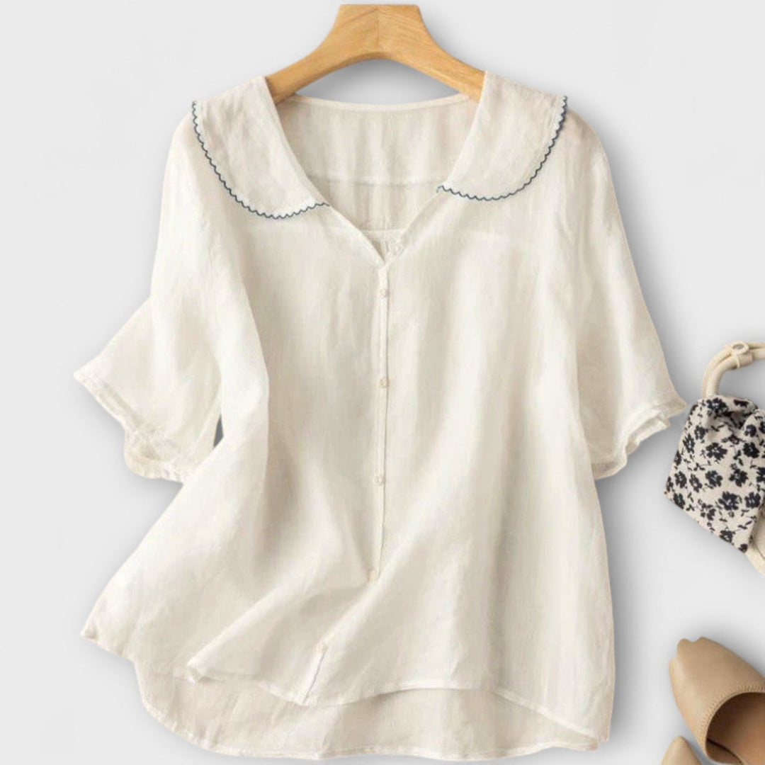 Brenda - Camicia in lino verde con colletto