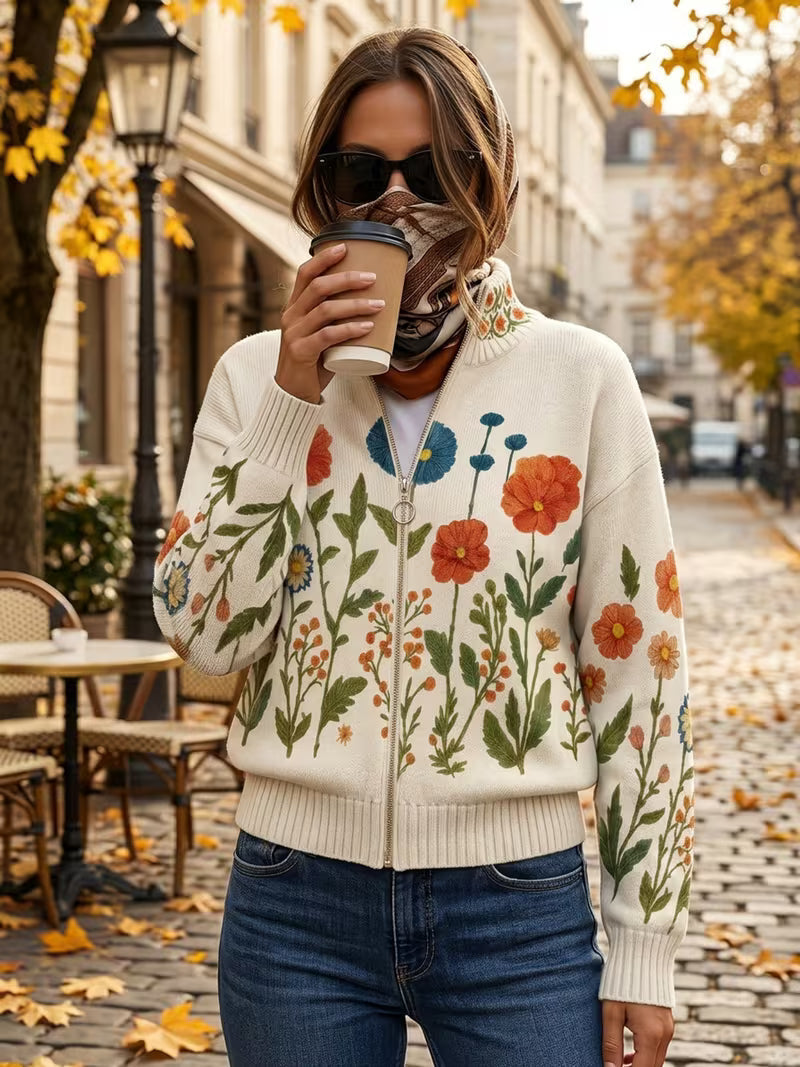 Wrenna - Wildblumenwiese Zip-Cardigan