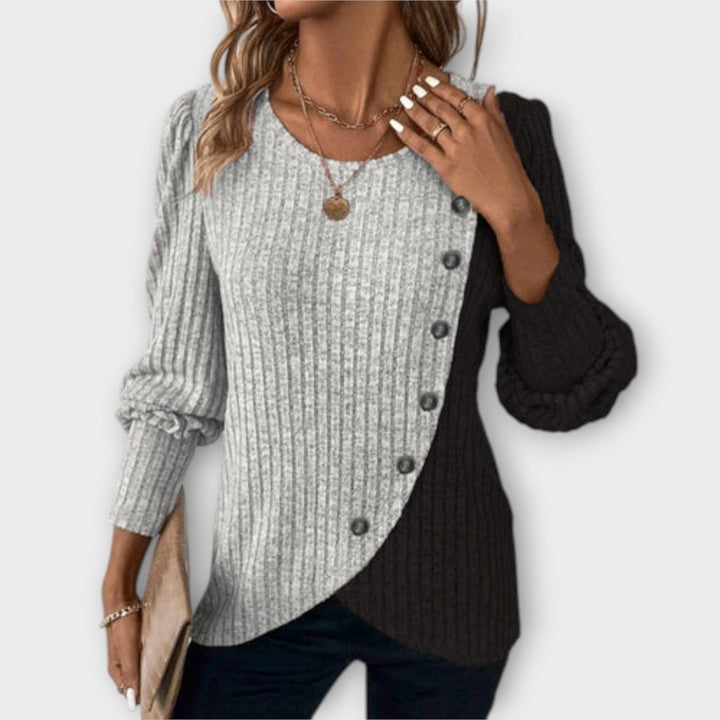 Nostalgia - Pull-over colour-block violet et noir
