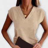 Melanie - Beige Sommerbluse mit lockeren Ärmeln