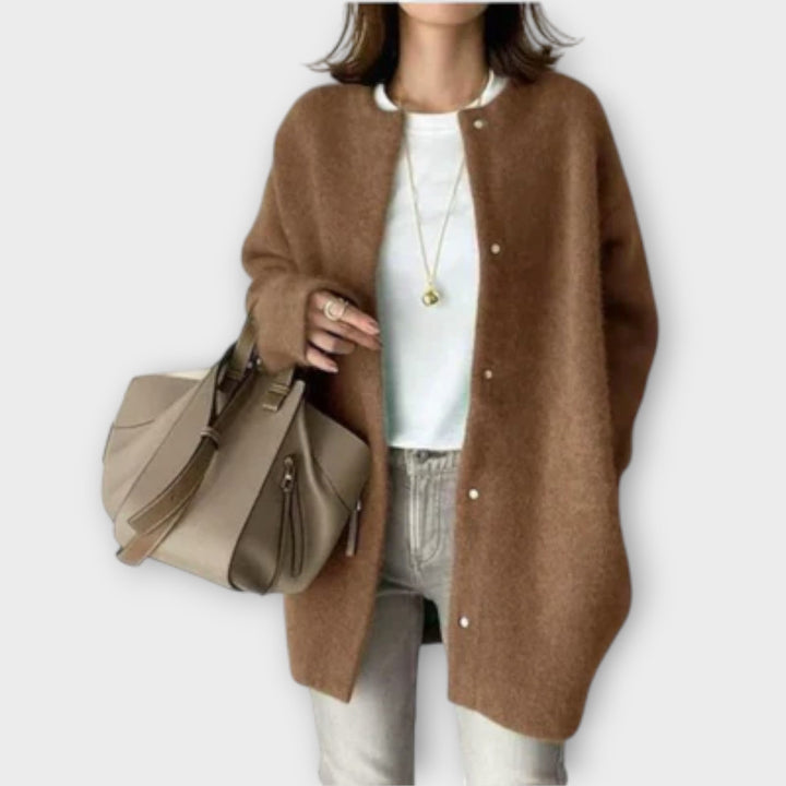 Lilly - Brauner eleganter Cardigan mit Knopfleiste