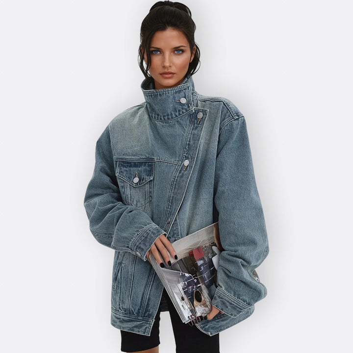 Sílvia - Veste vintage à col asymétrique montant