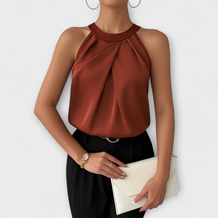 Skye - Top color champagne con spalle scoperte