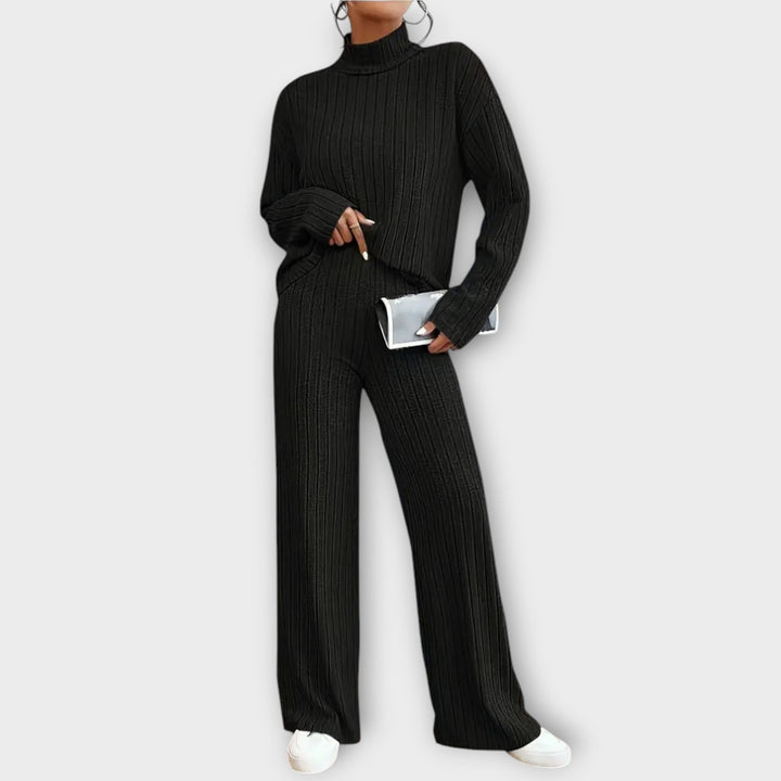 Amelia - Completo in due pezzi a coste nero casual