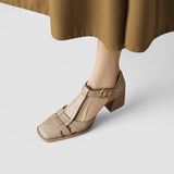 Theodora - T-Steg-Pumps mit Blockabsatz
