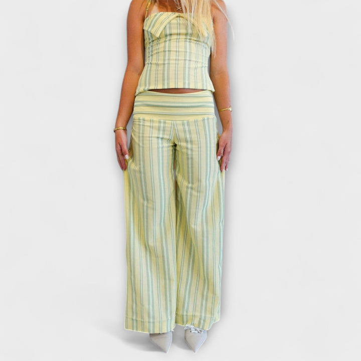 Anastasia - Ensemble pantalon à rayures vert clair