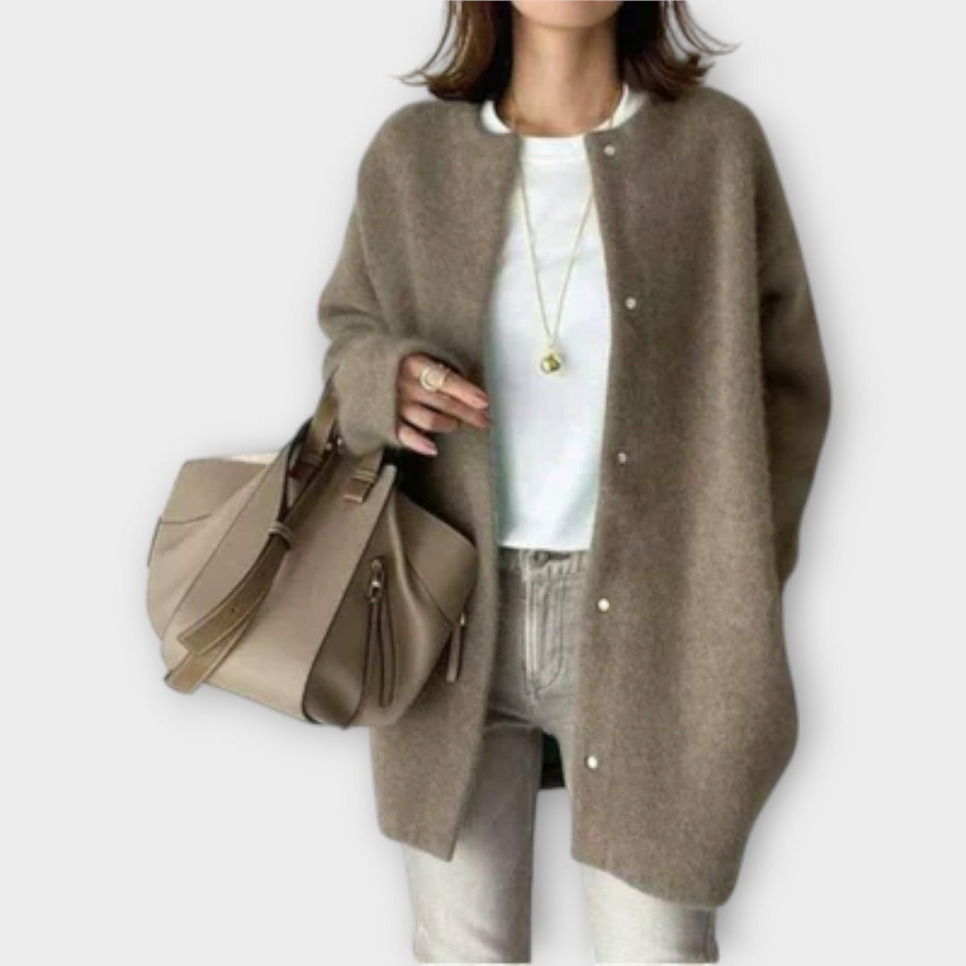 Lilly - Brauner eleganter Cardigan mit Knopfleiste