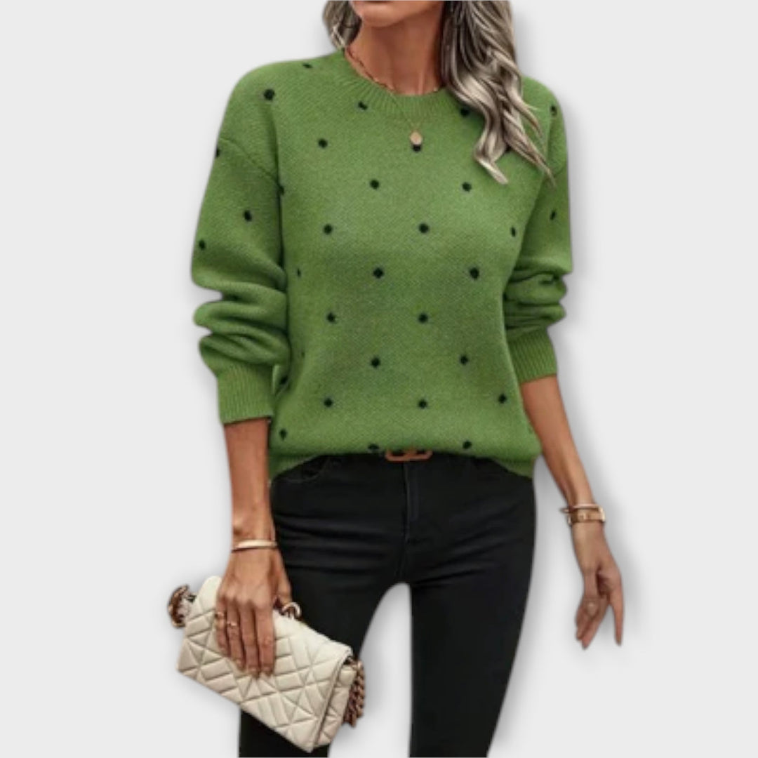 Ava - Pull beige à motif pois