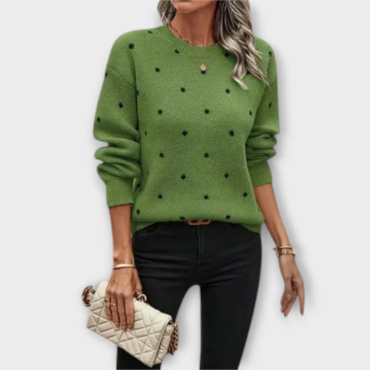 Ava - Pull beige à motif pois