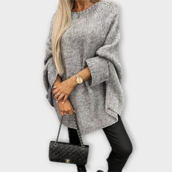 Isabelle - Pull-over beige pour femme à encolure ronde