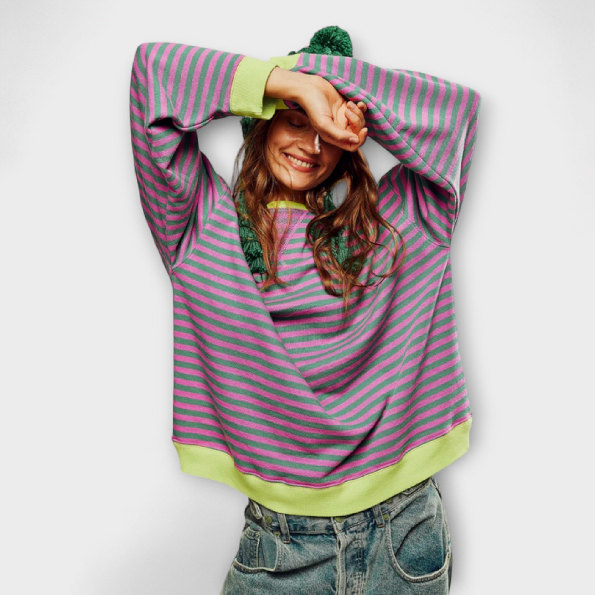 Marlene - Blau-weiss gestreifter Oversize-Pullover