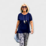 Arielle - Dunkelblaues Sommer-Ensemble mit Print