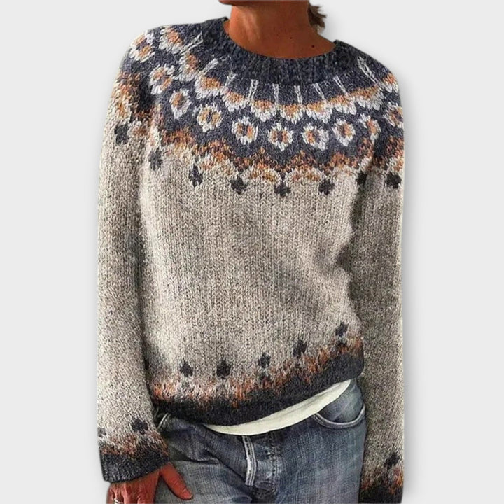 Devyn - Pull douillet bleu pétrole à motif norvégien