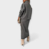 Solange - Graues Kleid mit passendem Rollkragen-Set