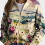 Zelda - Schottisches Distel-Landschaft Zip-Cardigan