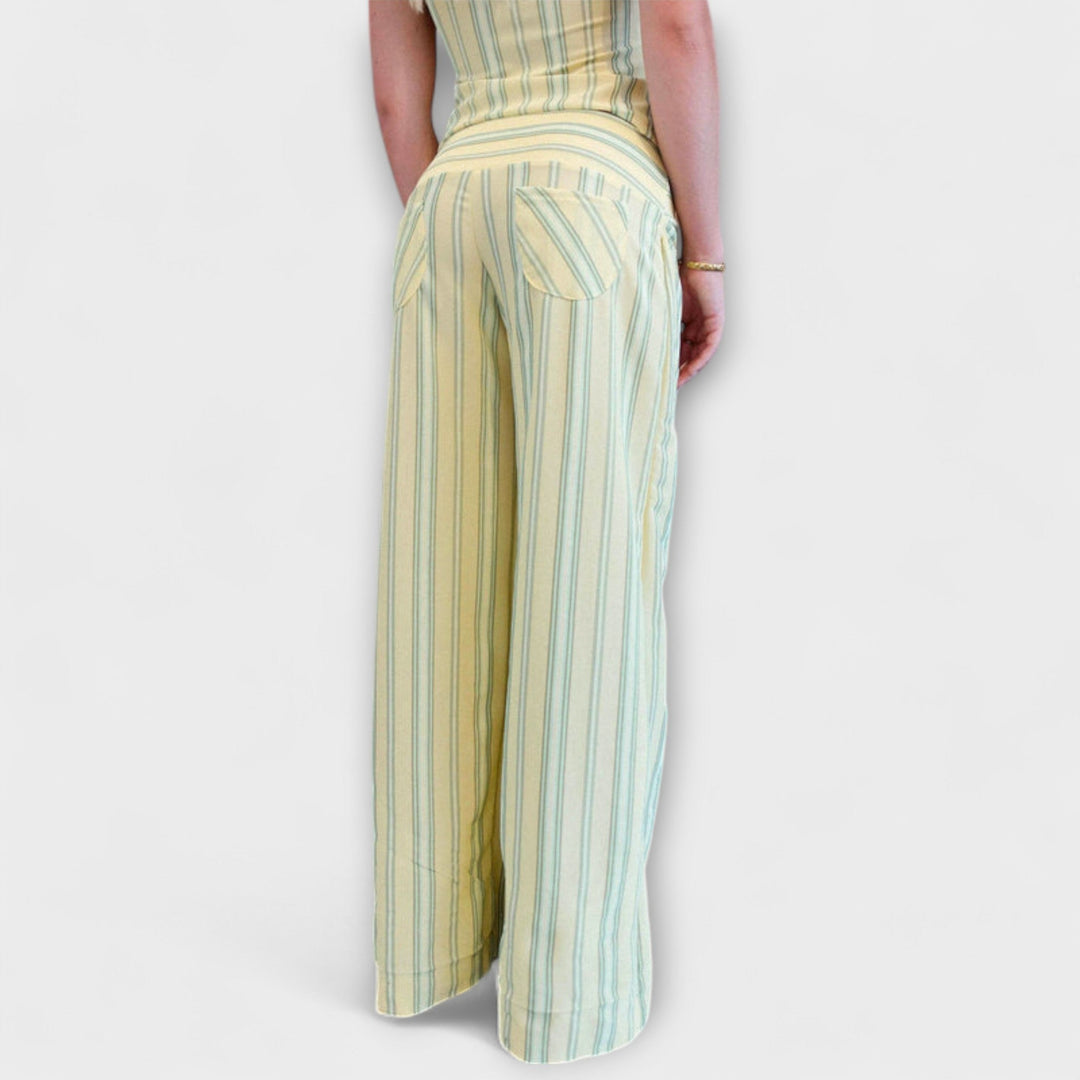 Anastasia - Ensemble pantalon à rayures vert clair