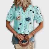 Emily - Rosa Bluse mit Blütenmuster und Spitze