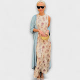 Elveria - Beiges Maxikleid mit passendem Cardigan