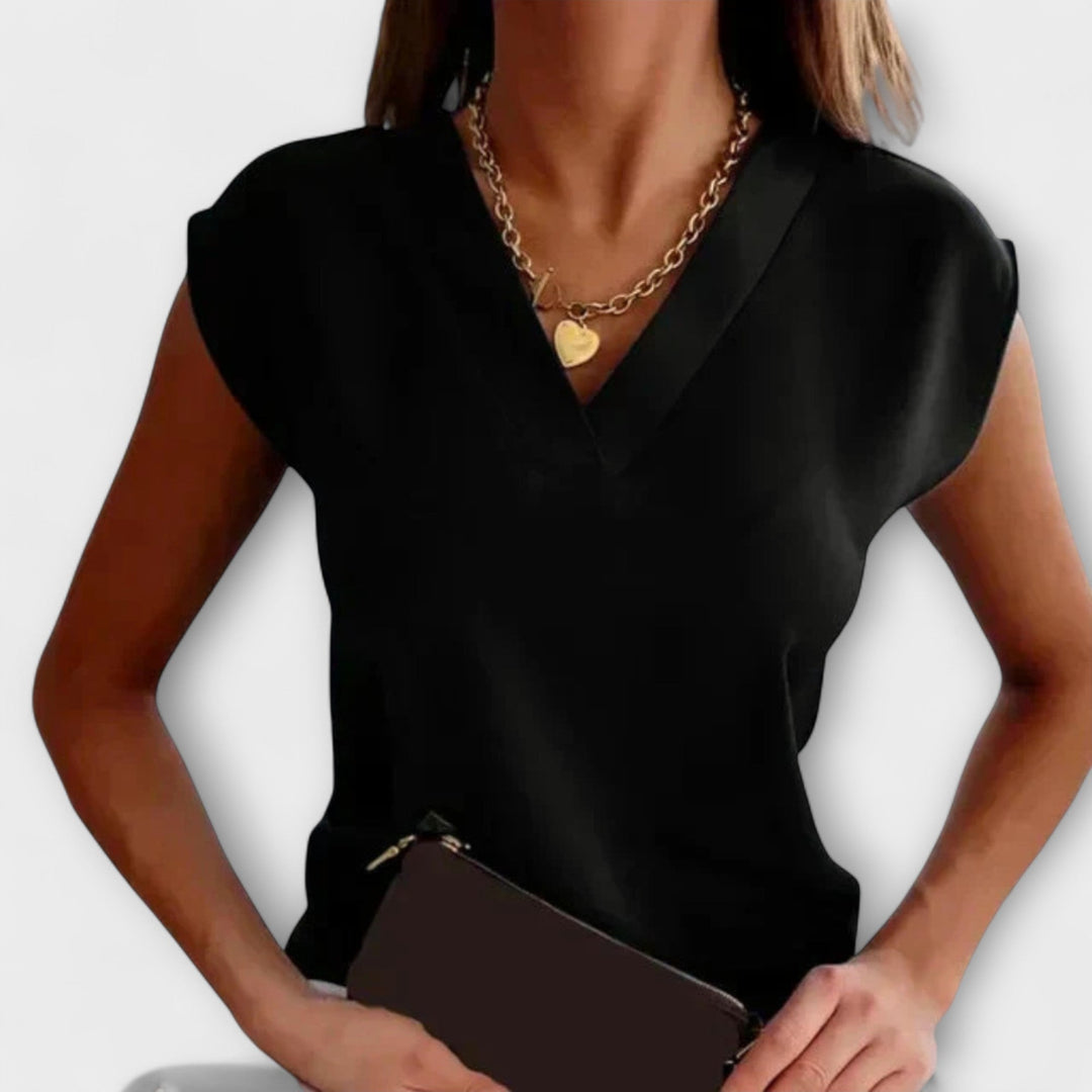 Melanie - Blusa estiva beige con maniche ampie