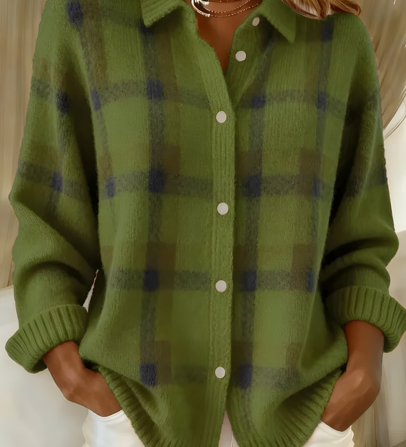 Candela | Karierte Strickjacke