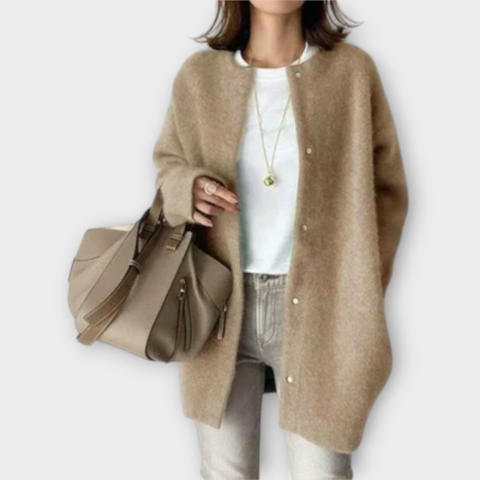 Lilly - Brauner eleganter Cardigan mit Knopfleiste
