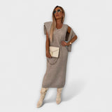 Solange - Graues Kleid mit passendem Rollkragen-Set