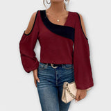 Scarlett - Cremefarbene Bluse mit eckigem Ausschnitt