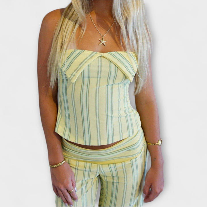 Anastasia - Ensemble pantalon à rayures vert clair