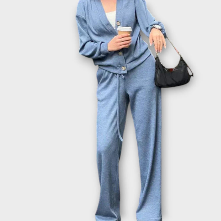 Chantal - Set nero con cardigan e pantaloni