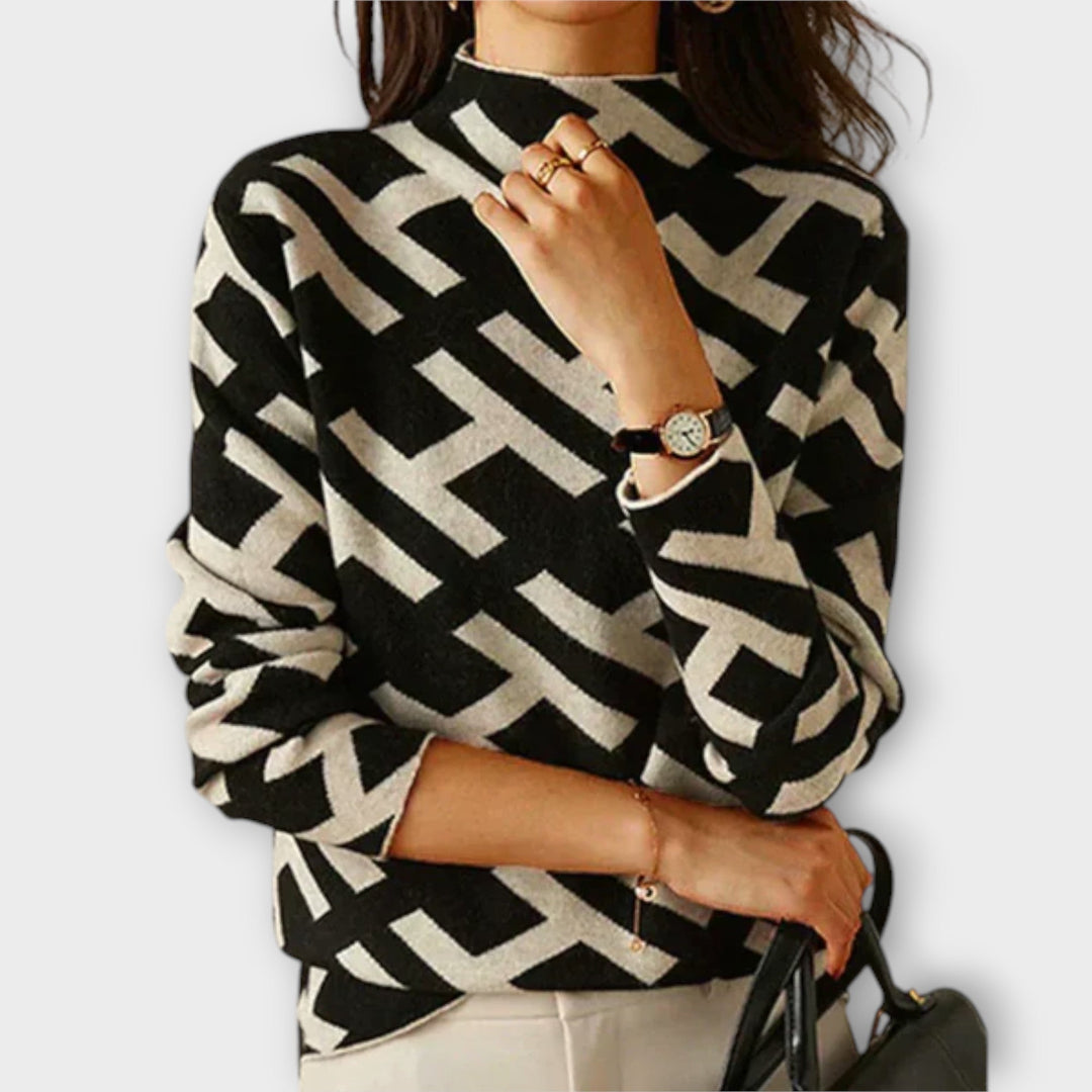 Siverinem - Maglione bianco e nero con motivo grafico