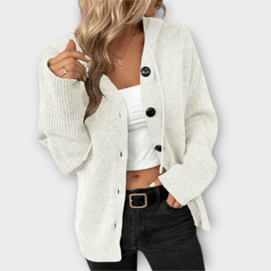 Brittan - Cardigan beige boutonné
