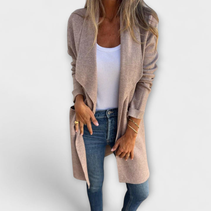 Eliane - Grauer eleganter Longline-Cardigan