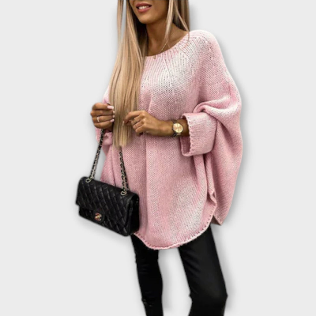 Isabelle - Pull-over beige pour femme à encolure ronde