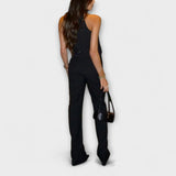 Juni - Beiges Crisscross-Halterneck-Top
