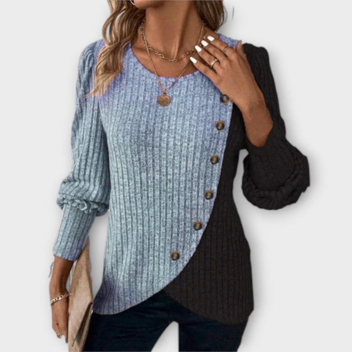 Nostalgia - Pull-over colour-block violet et noir