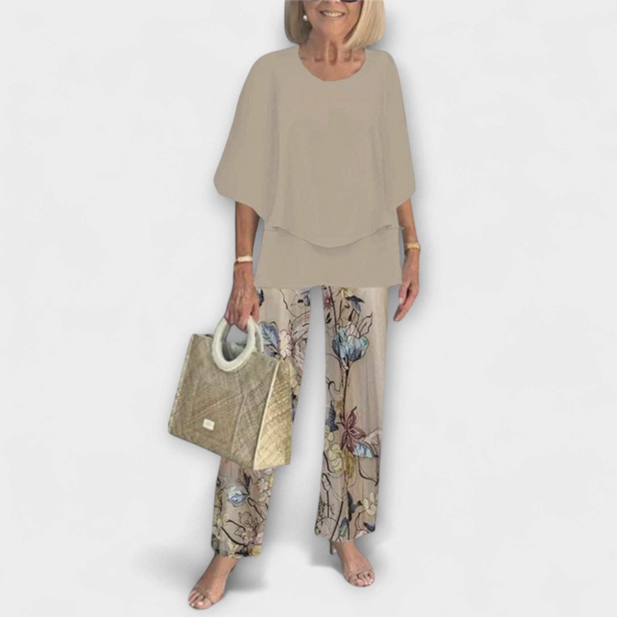Rosamund - Grünes Set mit Bluse und Hose