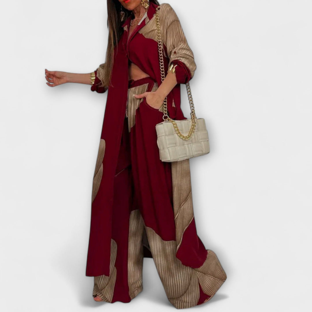 Moriel - Ensemble crème avec cardigan long